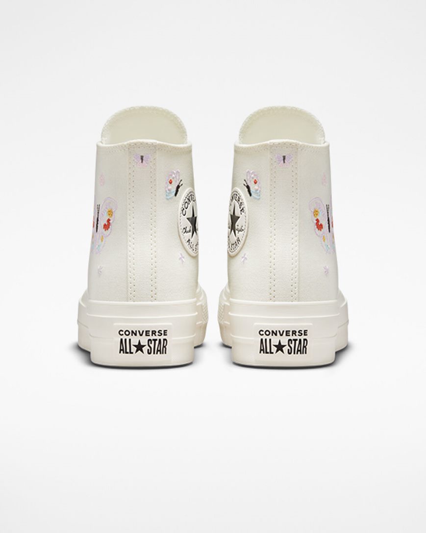 Women's Converse Chuck Taylor All Star Lift Butterfly Wings High Top Platform Shoes Beige / Pink | AU 10486C
